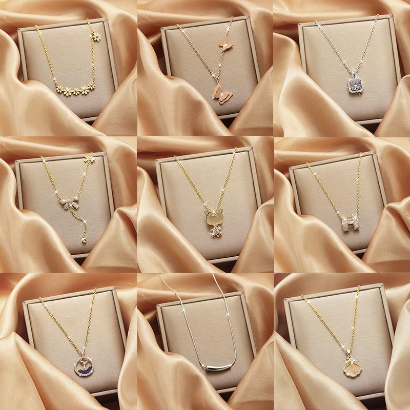 

Милое ожерелье из титановой стали женское сто с бесцветным нишевым дизайном, модная подвеска, темпераментная цепочка на ключицу, ювелирные изделия