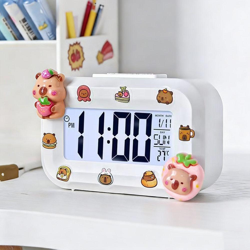 Mini Capybara Alarm Clock Cartoon Desktop Clock Cute LED Digital Clock  Student Dormitory