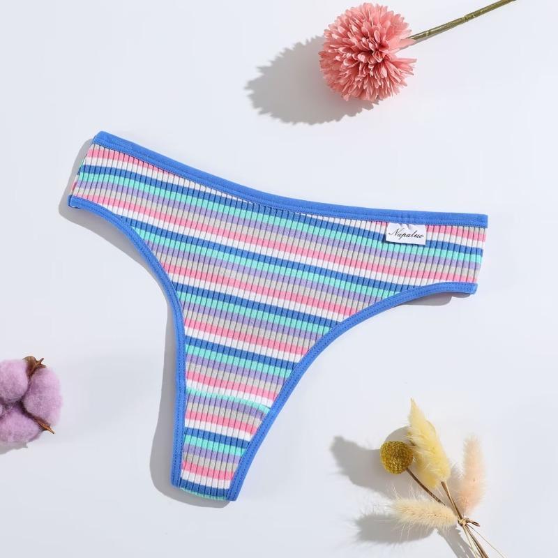 3 Teile/satz Frauen Baumwolle Nahtlose G-string Sexy Bunte Gestreifte Dessous Höschen S-XL Thongs Weibliche Brief Taille Unterwäsche