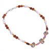 Natural Smoky & Rose Quartz Carnelian Gemstone Smooth Beads Necklace 17" UB-4395 UB-4395