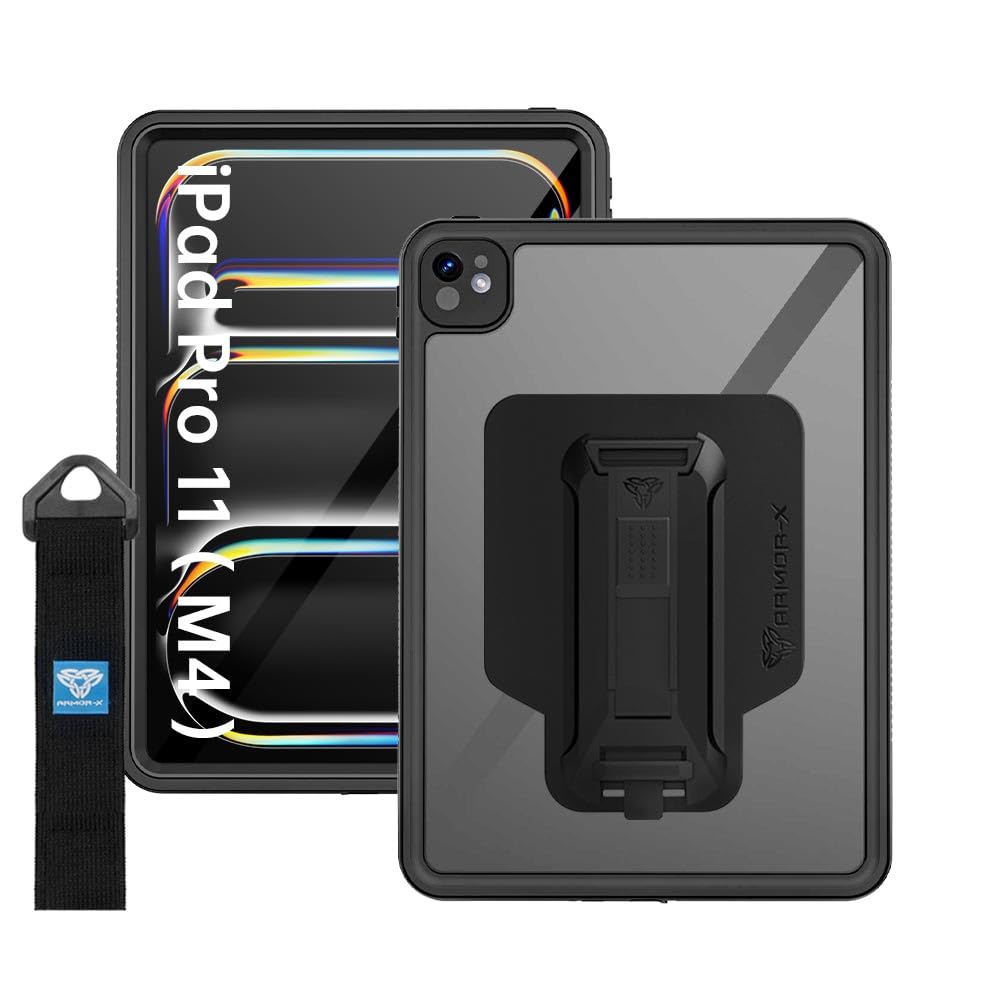 

ARMOR-X IP68 Waterproof Case with Hand Strap for 11-inch iPad Pro (M4)/(M5) - Black, Model MXS-IPAD-PR11