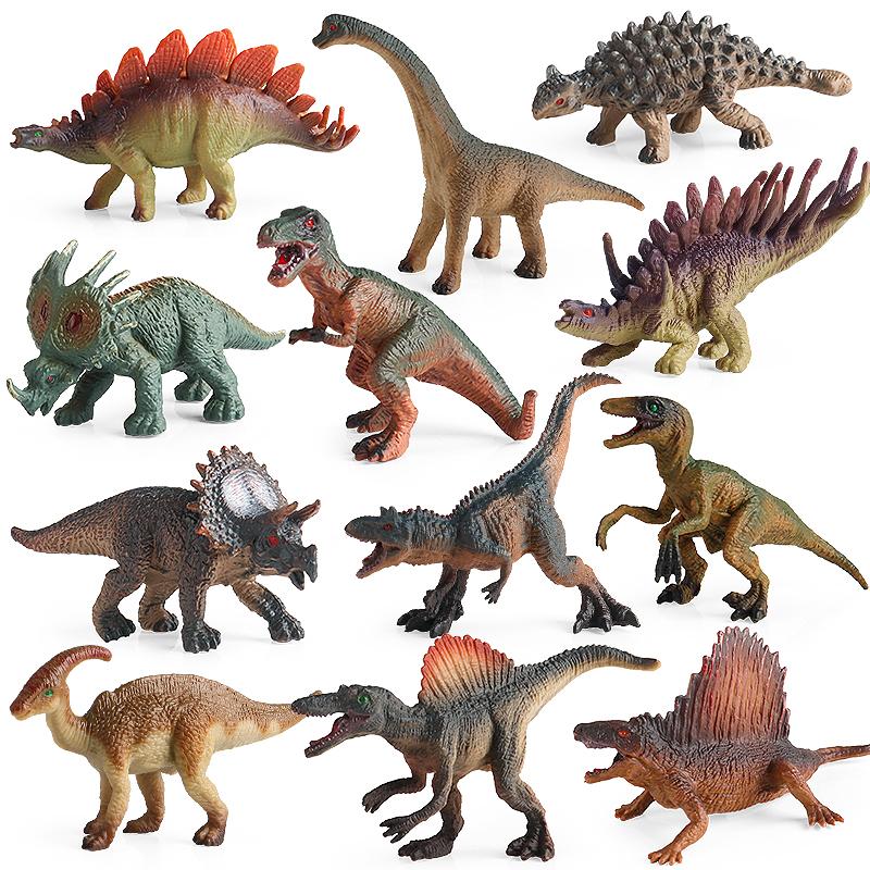 Oenux 12Pcs Jurassic Dinosaur Set Velociraptor Stegosaurus Spinosaurus T-Rex Model Action Figures Pvc Collection Kids Toy Gift
