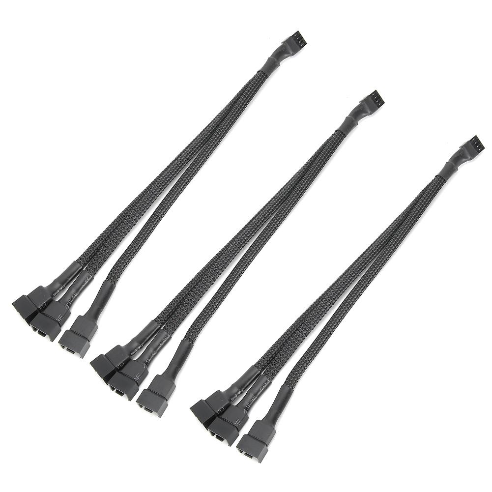 3Pcs Extension Cable 1 To 3 Way Splitter Sleeved 4Pin To 4Pin 3Pin 3Pin Adapter