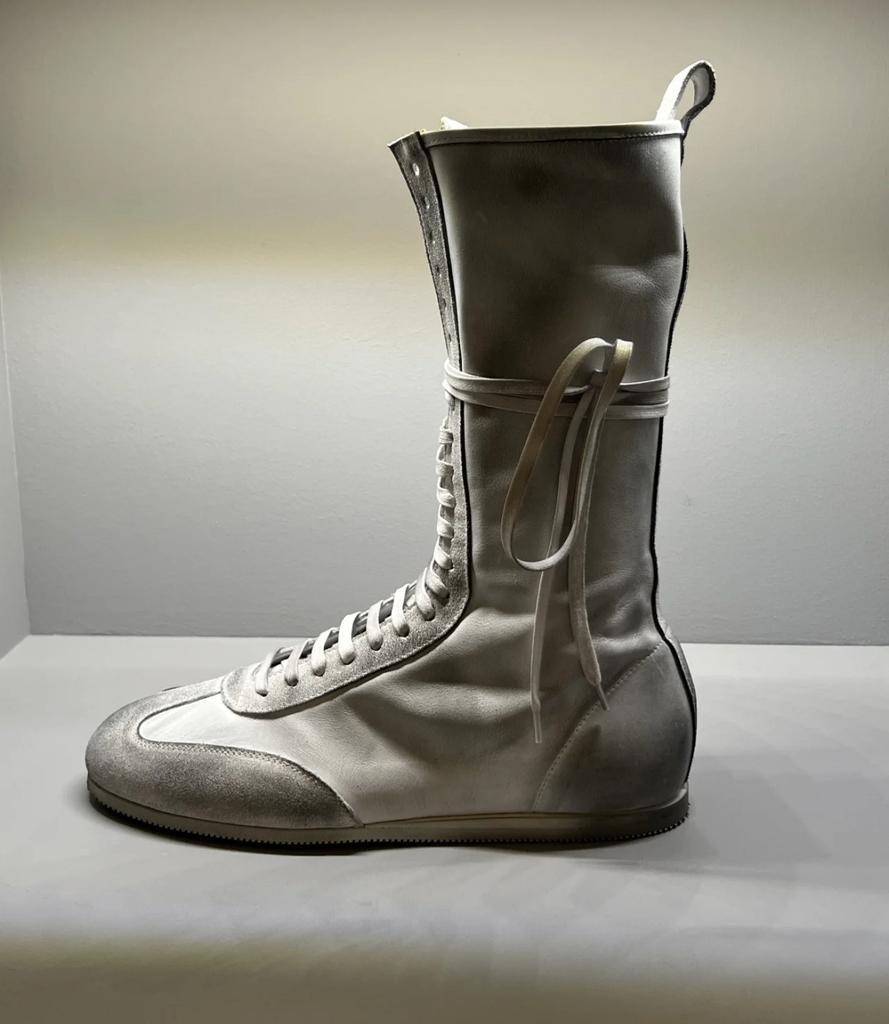 New Western Denim Tall But Knee Knight Boots Autumn and Winter Flat Bottom Round Head Lace-up Comfortable Women's Shoes