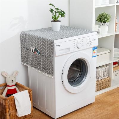 Fridge Dust Proof Cover, Multi-purpose Fridge Dust Cover Cotton Linen Top Cover with Side Storage Pockets for Refrigerator Washing Machine