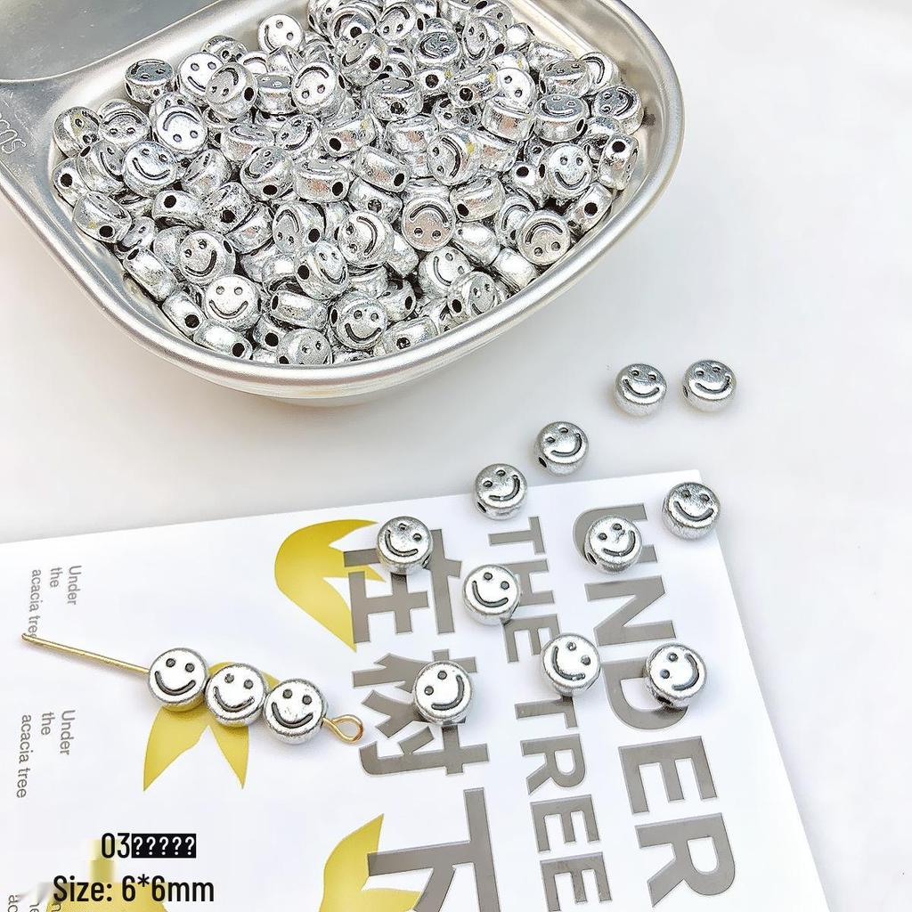 10g Black Outline Smiley Face Square Letter Beads for DIY Handmade Beading