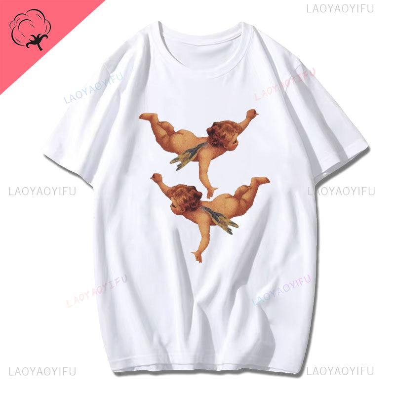 Fashion Fiorucci Baby Angel Graphic Tshirt Summer Classic Aesthetic T Shirt Unisex Unisex Kawaii Clothes Creative Couple Short Sleev Unisex