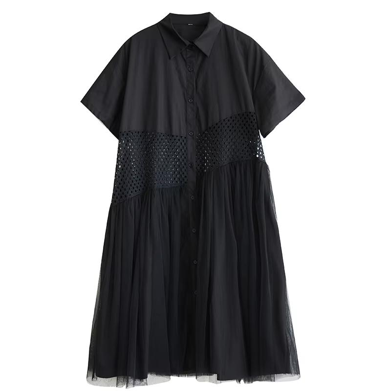 

Однобортное платье XITAO в сеточку в стиле пэчворк GYX1566 One Size