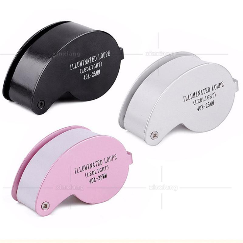 40X Mini Magnifying Glass with Led Light Metal Case Hd Appraisal Collection Antique Diamond Jewelry Pocket Illuminated Loupe