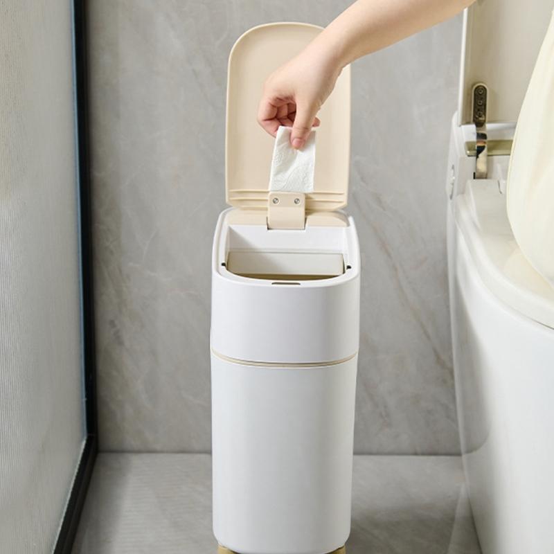 Bedroom Waste Bin 10L with Automatic Lid and Soft Close, Small Trash Can for Bathroom, Office, and Living Room Waste Collection Use
