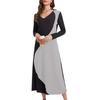 Spring and Autumn Women's Collision Splicing V-neck Long-sleeved Dress Temperament and Elegance Dress
