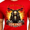 Ride Hard Live Free Motorcycle Biker Graphic Tee Flame Racing Style Rider Top.