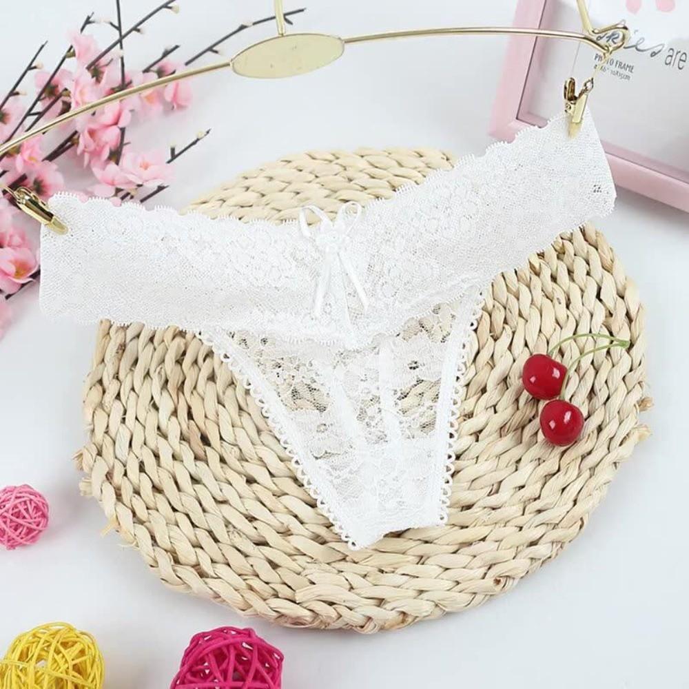 Sheer Women Lace Flower Briefs Mid Waist Floral Underpants Fashion Lace Thong Panties Underwear