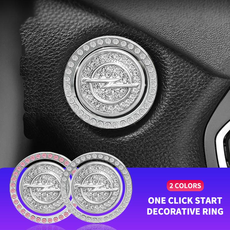 AAGY1 Car One-Click Start Stop Engine Crystal Rhinestone Metal Decor Cover For Opel Opc Astra K Vivaro Corsa Zafira Insignia Mokka
