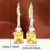 Luxurious Two Tone Rectangular Yellow Zircon Drop Earrings for Women Fashion Jewelry Gifts