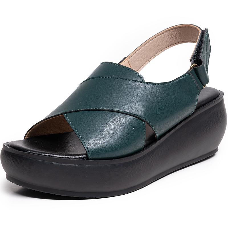 Fashion GKTINOO Women's Sandals Genuine Leather Platform Sandal 2025 Summer Thick Sole High Heels Ladies Sandal Summer Shoes For Women