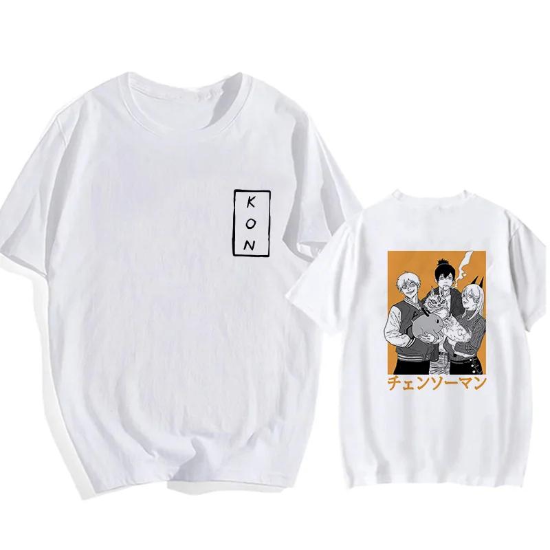 Japanese Anime Chainsaw Man T-shirt Pochita Cartoon Harajuku Makima Graphic Men's T-shirt Casual High-quality Comic T-shirt