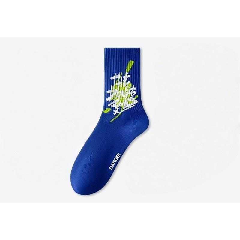 

Модные носки для мальчиков, подростков, летние носки до середины икры, баскетбол, спорт, скейтбординг, однотонные хлопковые длинные носки 1 pair синий