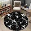Round Area Rug Halloween Dancing Skeleton Ghost Black Cat Spooky Man Cave Decor