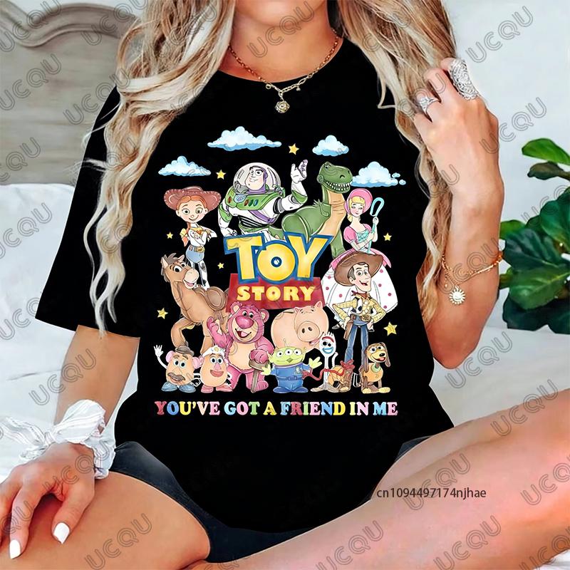Toy Story You Have a Friend in Me Print Cotton WoUnisex T Shirt Summer Short Sleeve Tees Casual Oversized Unisex Tops