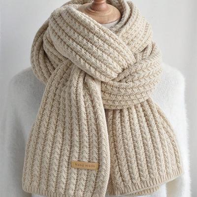 Thick Cable Knit Warm Cashmere Scarf  Neckerchief Winter Long Chunky Wrap  Women Mens Warm Scarf for Travel Office