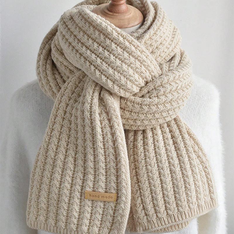 Design Thick Knitted Scarf for Women Fashion Winter Warm Cashmere Scarves Neckercheif Lady Korean Style Neck Tie Bandana