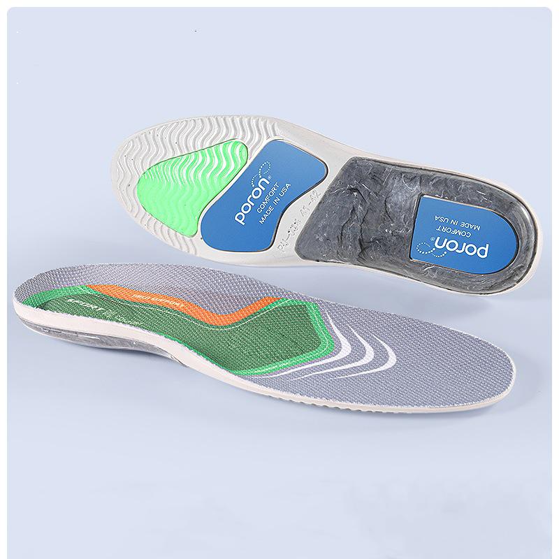 Poron Cushioning Anti-Torsion Arch Support Sports Insole - Unisex High-Elastic Shock & Sweat Absorption, Odor Resistant for Basketball & Running