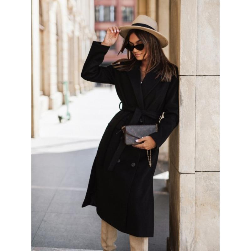 GMXIA Dámské Vintage ležérní jednobarevný potisk Podzim Zima Dlouhý rukáv POLO bundy a kabáty