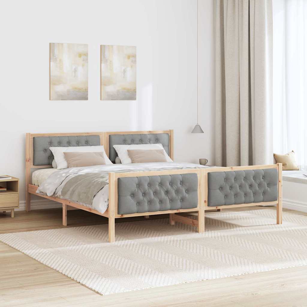 Bed Frame Light Grey 160 X 200 Cm Solid Pine Wood