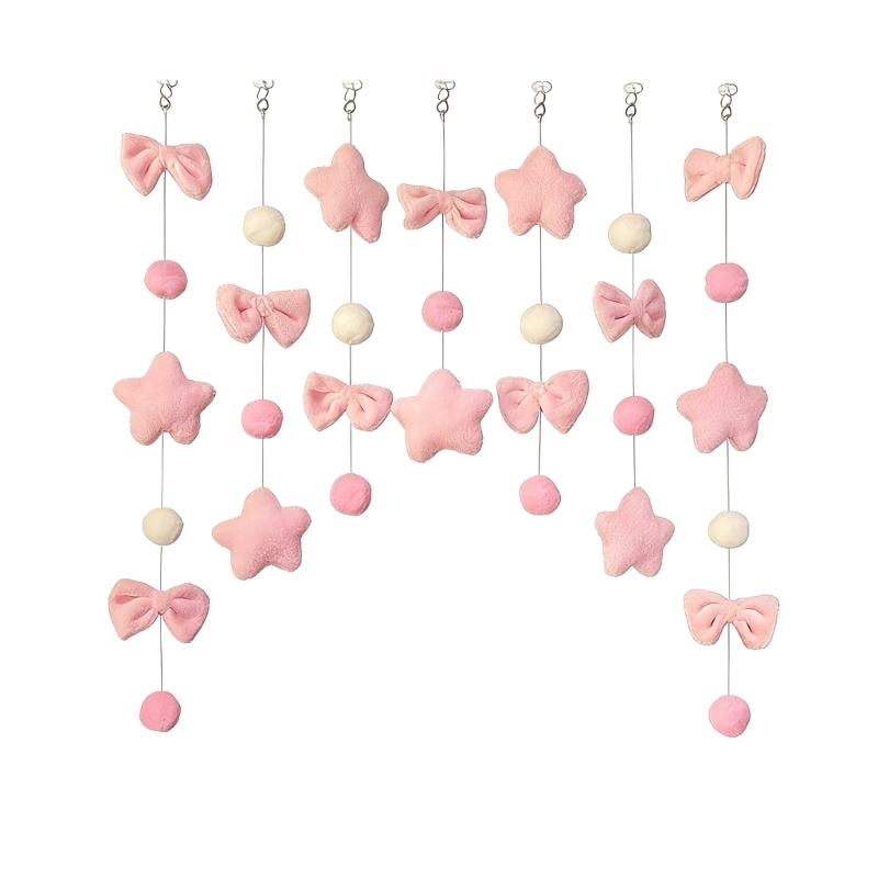 

Doorway Curtains Felt Star Bowknot Curtain Decorative Curtain Room Decorations for Bedroom Closet Door Easy Installation