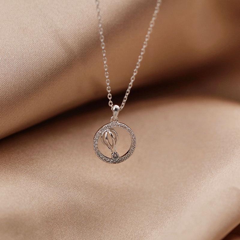 Full Body Circle Hot Air Balloon Necklace Korean Style Girl Clavicle Chain Japanese and Korean Simple Temperament