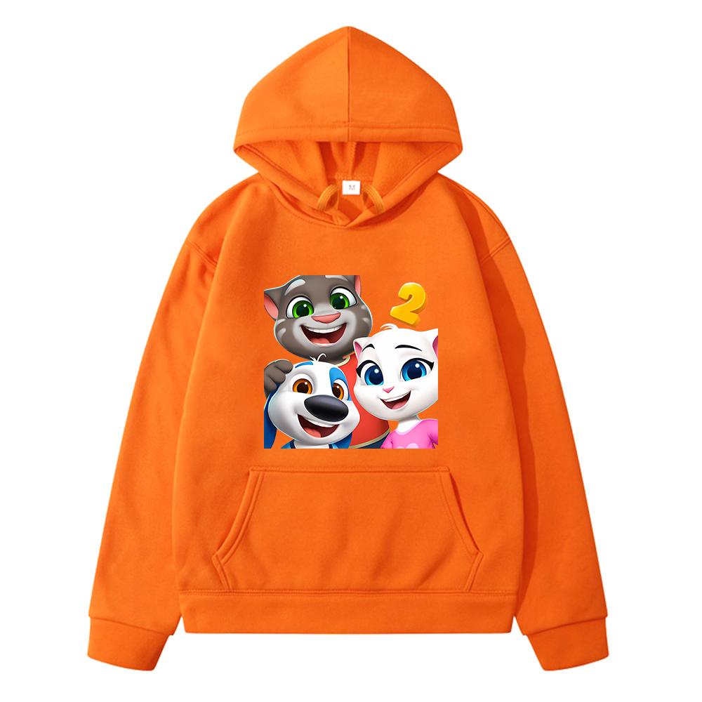 Christma Kawaii hoodies Talking tom cat print anime hoodie boys pullover Fleece sweatshirt jacket kids clothes girl y2k sudadera