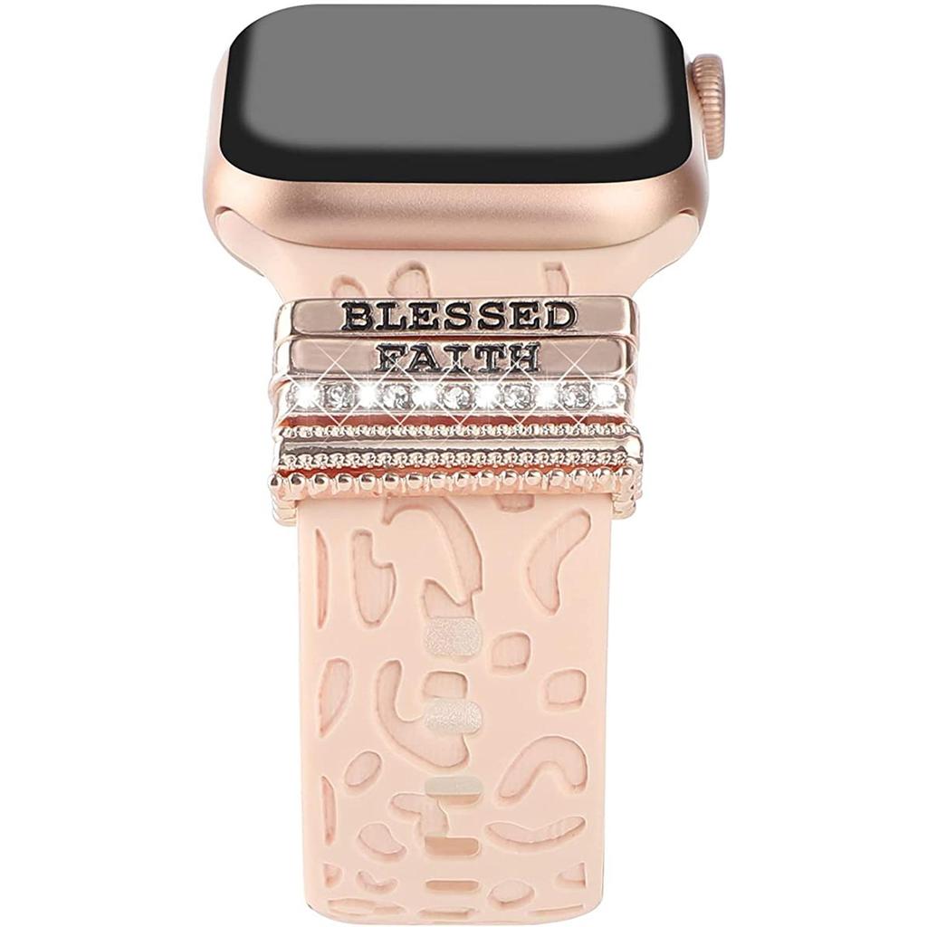Trendy Silicone Strap for Apple Watch 8 & Samsung - Hot Accessory with Rings/Studs