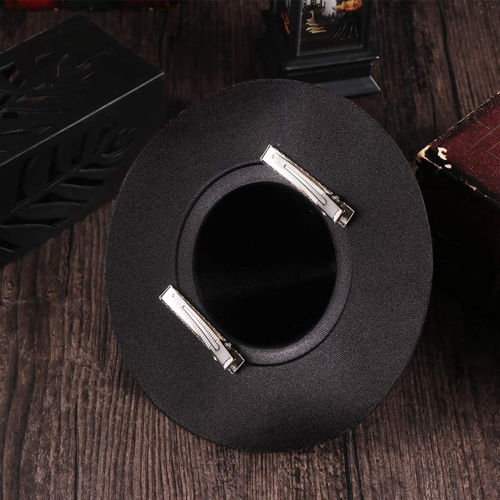 Small Witch Hat Retro Black Witch Flower Hair Clip Decorative Halloween Hair Accessories for Party (Black Flower)