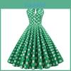 Vintage Dot Print Vneck Sleeveless Midlength Dress For Women