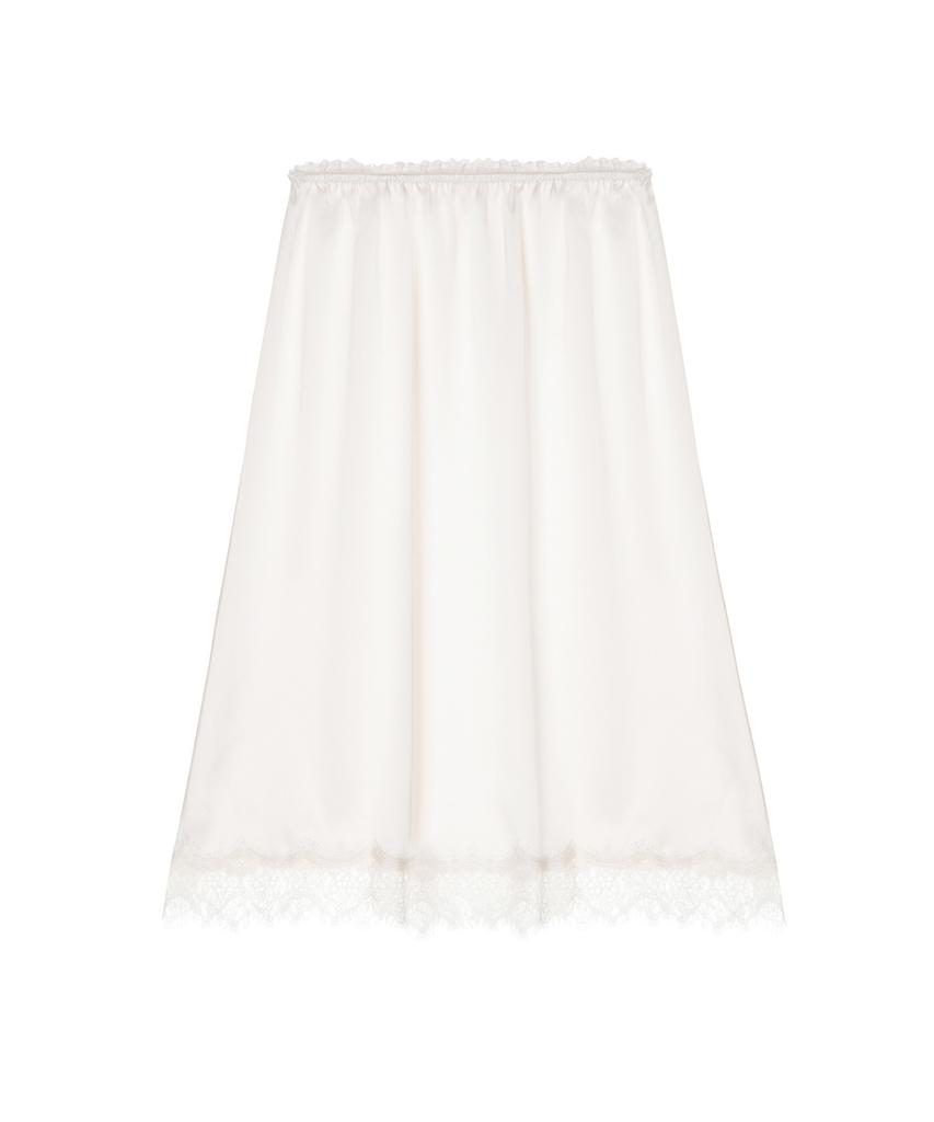 Nigaennikol Satin Lace Long Skirt_Cream