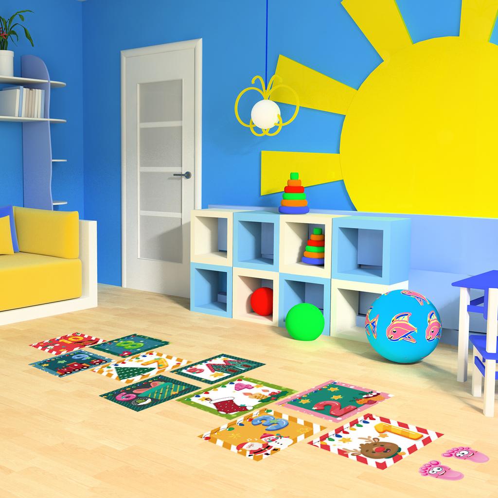 Hopscotch Environmentally Friendly Sticker Self-Adhesive Waterproof Kindergarten Children'S Room Educational Parent-Child Activity Decorative Sticker