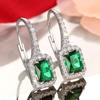 Luxury Able Square Green Zircon Pendant Earrings for Ladies Elegant Exquisite Wedding Party Temperament Jewelry