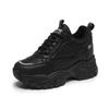 Shoes Women's Spring and Autumn New Leather Sports Casual Shoes Platform-soled Lace-up Student High-heeled Single Shoes