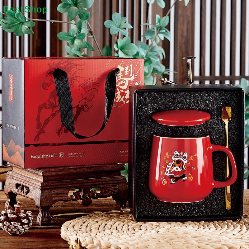 400ml Ceramic Mug Gift Set – Handheld Coffee/Tea Cup With Handle & Spoon In Gift Box