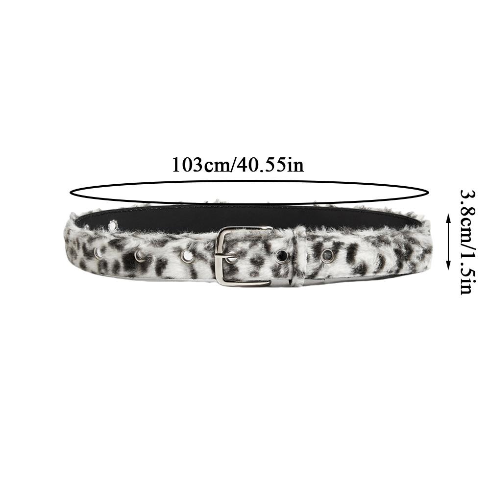 Leopard Print Faux Fur Belt Sexy Winter Y2K Fluffy Accessories Harajuku Punk Girl Pink Plush Wide Waistband Jeans Accessories