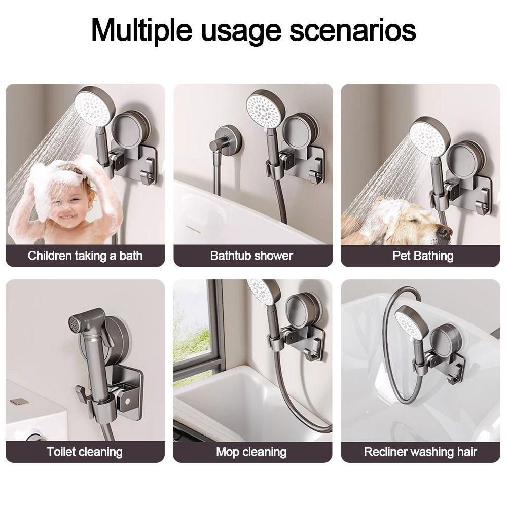 Space Aluminum Shower Head Holder Adjustable Wall Mounted Handheld Sprayer Support Suction Cup Sprayer Fixed Base