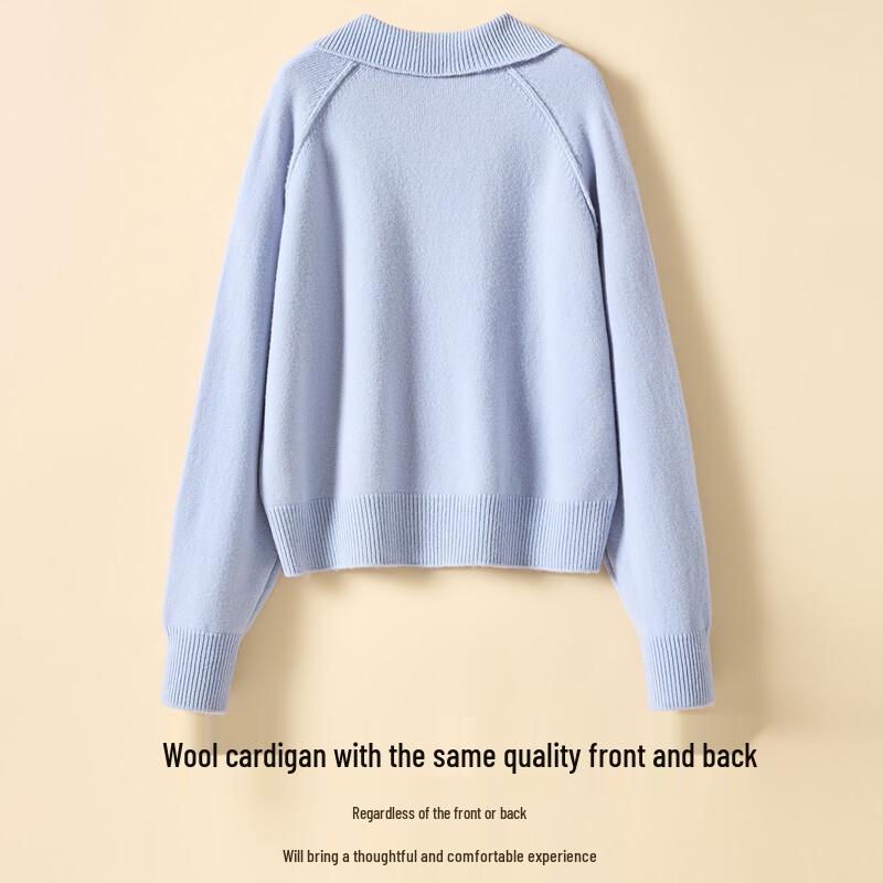 Women's Thick 100% Lambswool Stand-Up Collar Cardigan