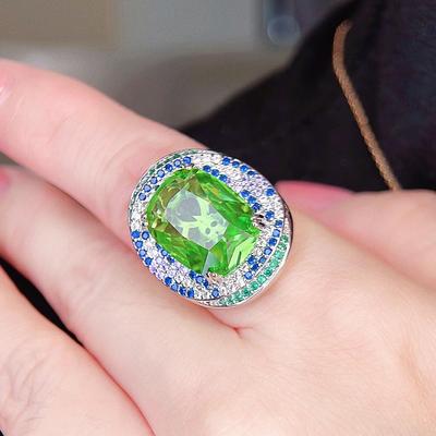 CMM Anello da dito grande di alta qualità color smeraldo Accessori per bigiotteria Anello regolabile per feste e matrimoni per donne