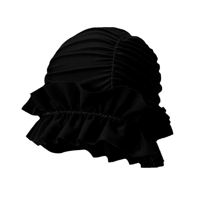Womens Swim Cap for Long Hair Cute Korean Style Colorful Fabric Design Elegant Beach Photography Hot Spring Swimming Cap
