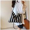 Canvas Bag Female Tote Bag Large Capacity Summer Messenger 2025 New Casual Striped College Student Bag