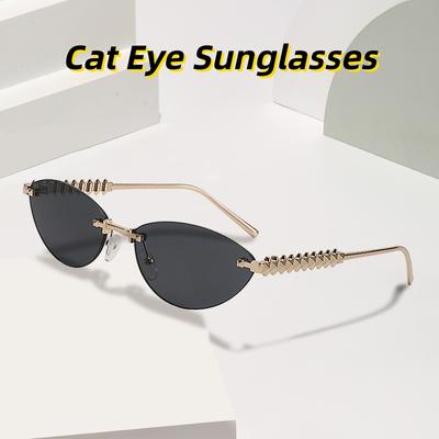New Trendy Cat Eye Metal Rivet Leg Sunglasses Men's and Women's Outdoor Driving UV Resistant Glasses UV400 Shades Eyewear
