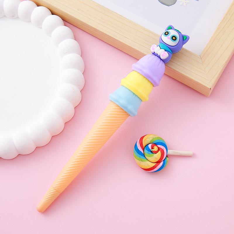 Back To School Season 10pcs 0.5mm Cute Pet Ice Cream Styling Neutral Pen Cute Stationery Cone Pen Writing Tools Prize Gift Signing Pen