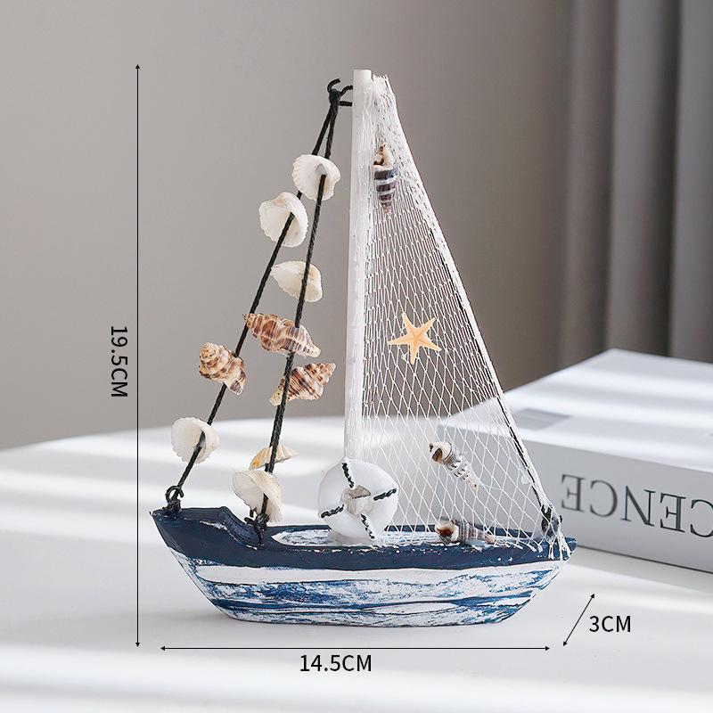 Porzellan Segelschiff Modell im mediterranen Stil - Kreative Holz Heimdeko Ornamente
