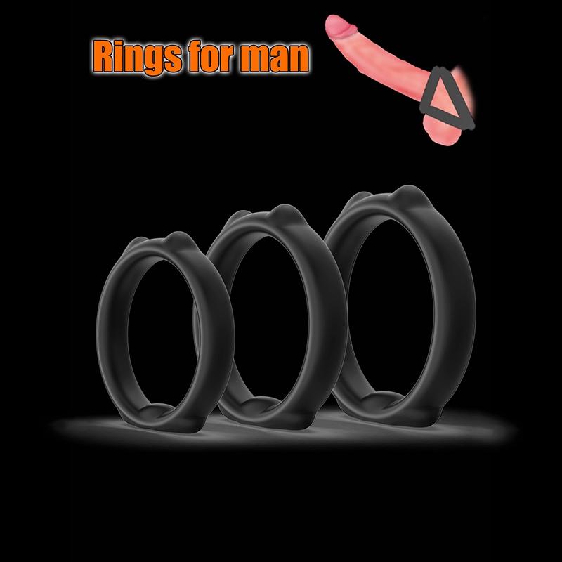 3 Pcs Silicone Penis Ring Ejaculation Delay Cock Rings Dick Erection Cockring Male Chastity Adult Sex Toys For Men Lock Sperm Trainer